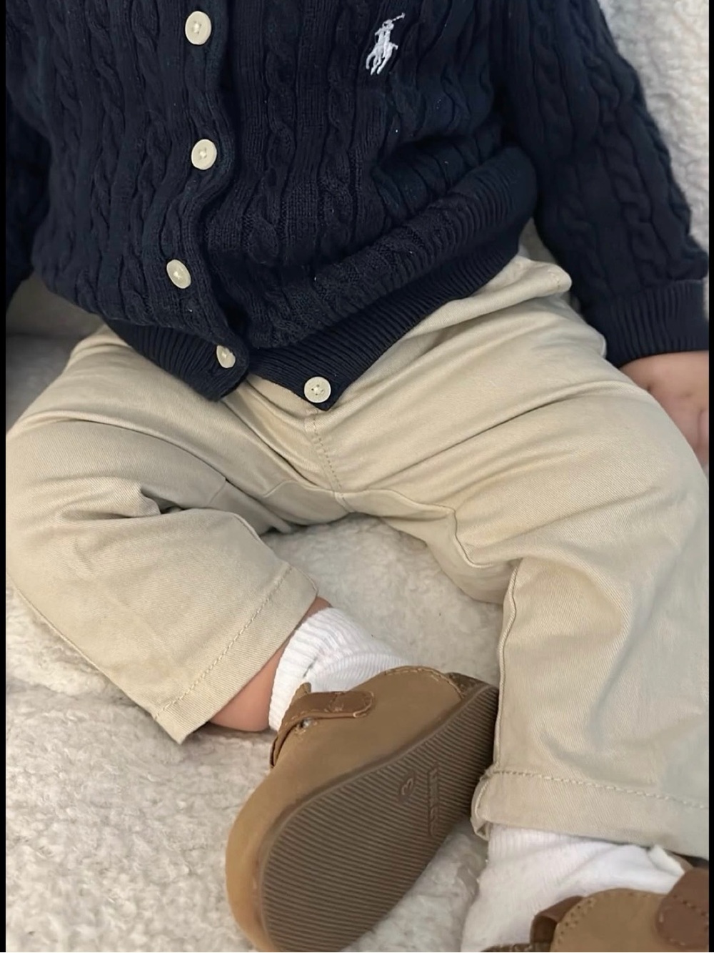 Old Navy Tan Faux-Shearling Baby Slip-On Shoes with Buckle